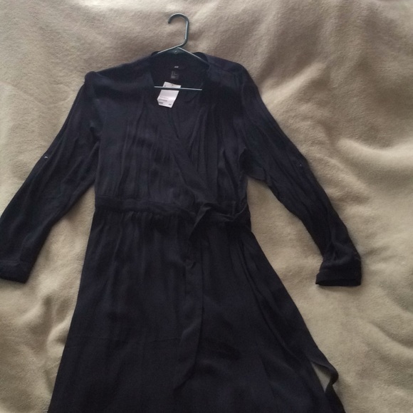 h&m navy wrap dress